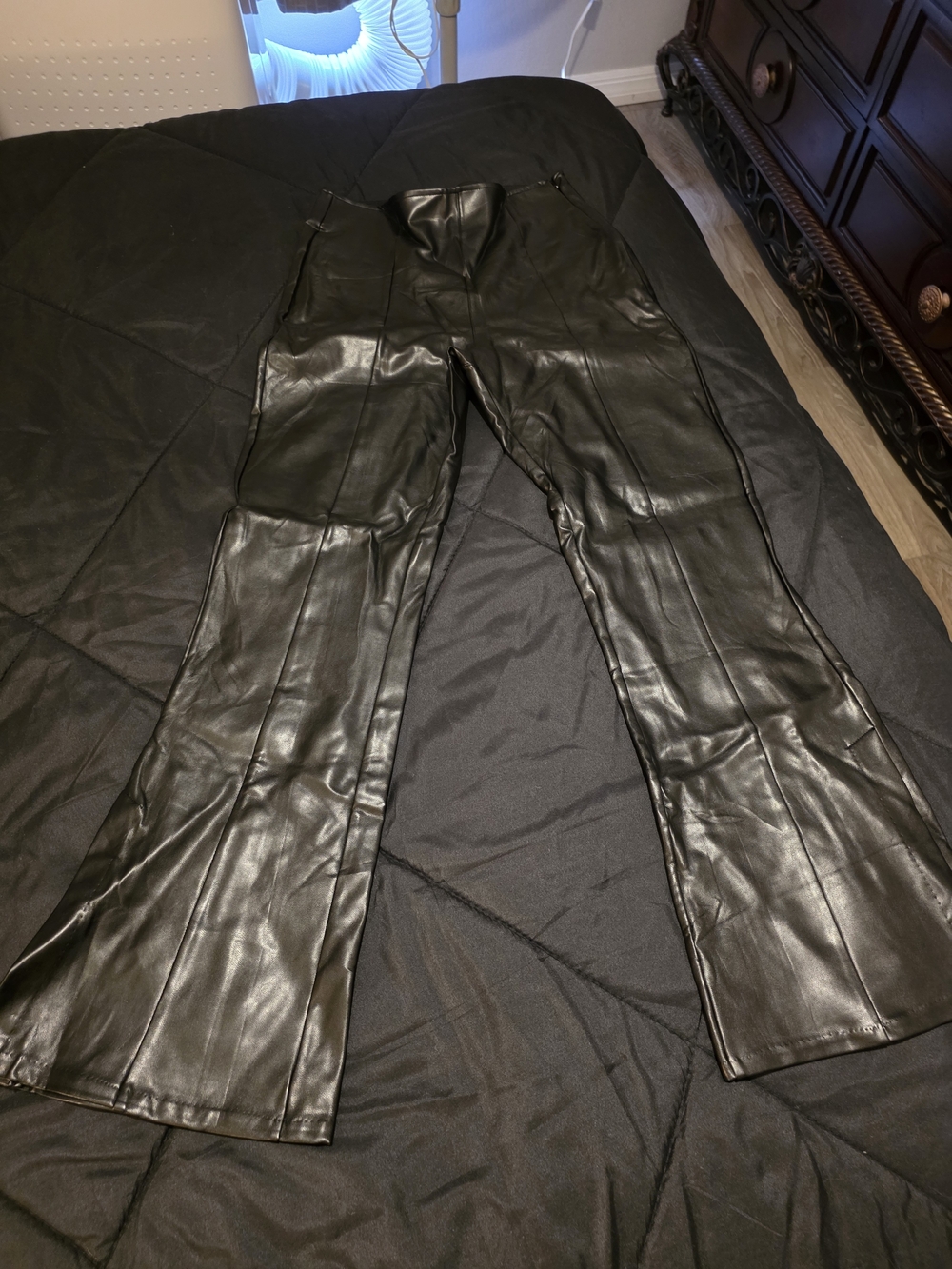 Abercrombie & Fitch Black Faux Leather Flare Jeans